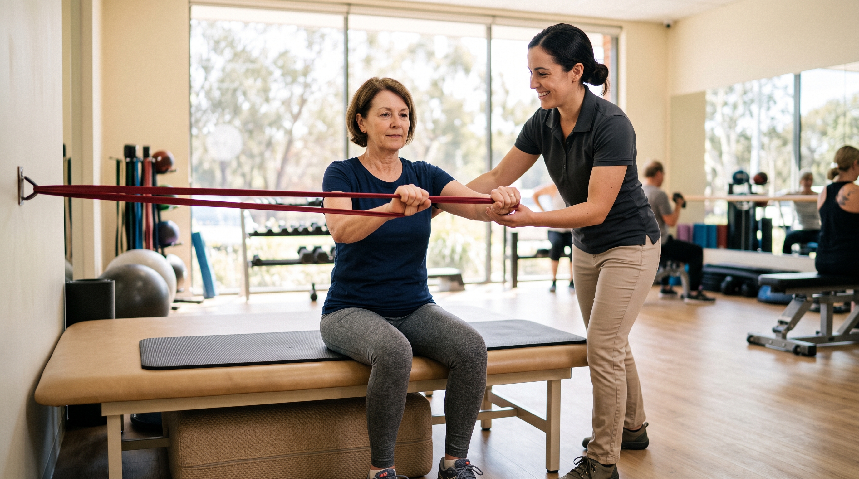 Fizyoterapist eşliğinde rehabilitasyon egzersizi